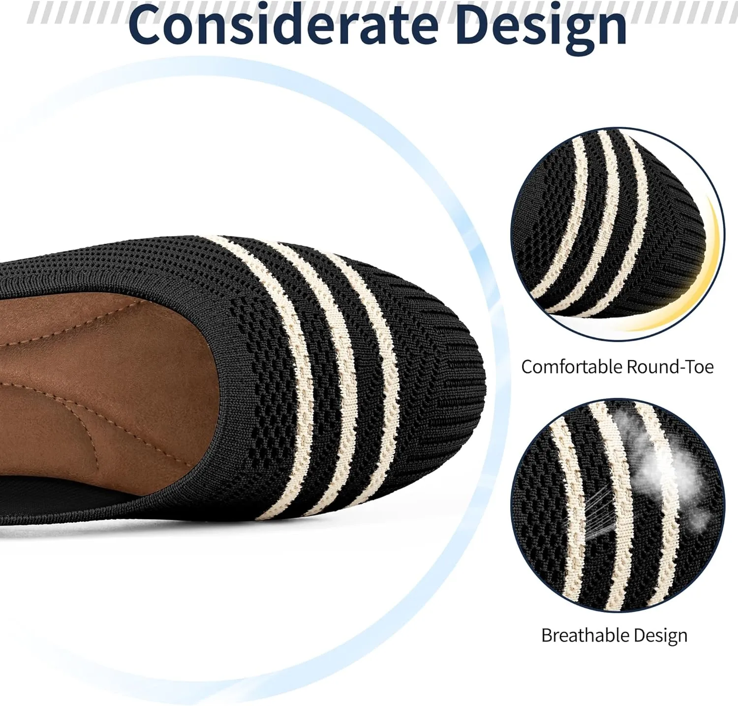 Flats for Women Ballets Shoes: Comfortable Knitted Dressy Work Flats - Ladies Wedding Flat Casual Shoes