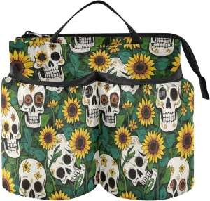 Flight Cup Holder Portable Green Sunflower Skull Luggage Beverage Caddy Travel Accessories Gift Flight Attendants Businessmen mochila para rog ally