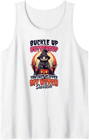 Flipped My Witch Switch Design Halloween Sloth Tank Top