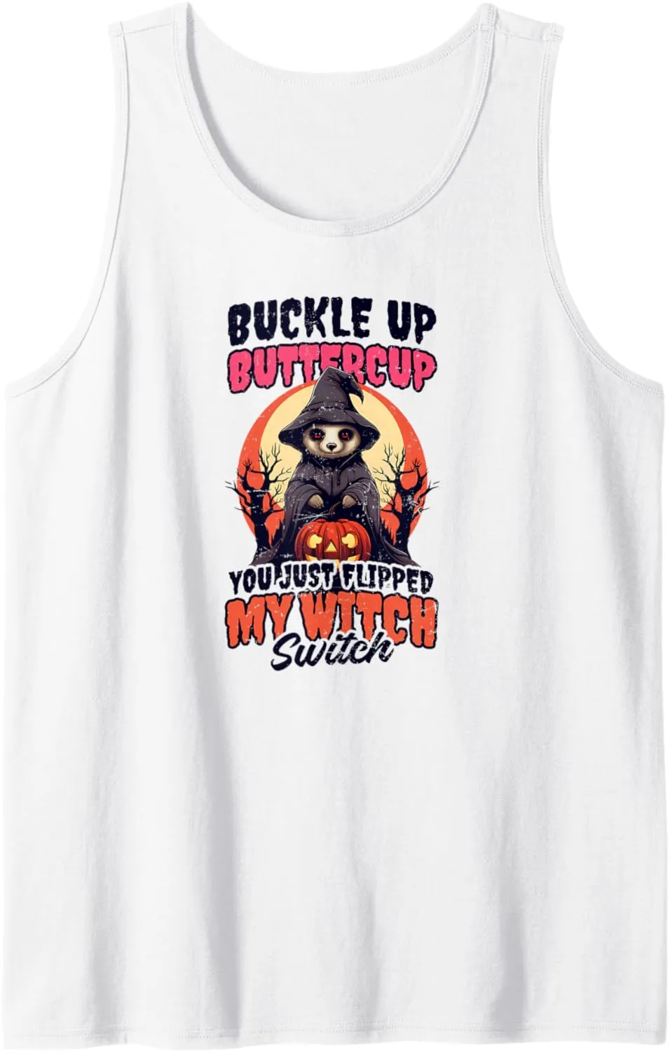 Flipped My Witch Switch Design Halloween Sloth Tank Top