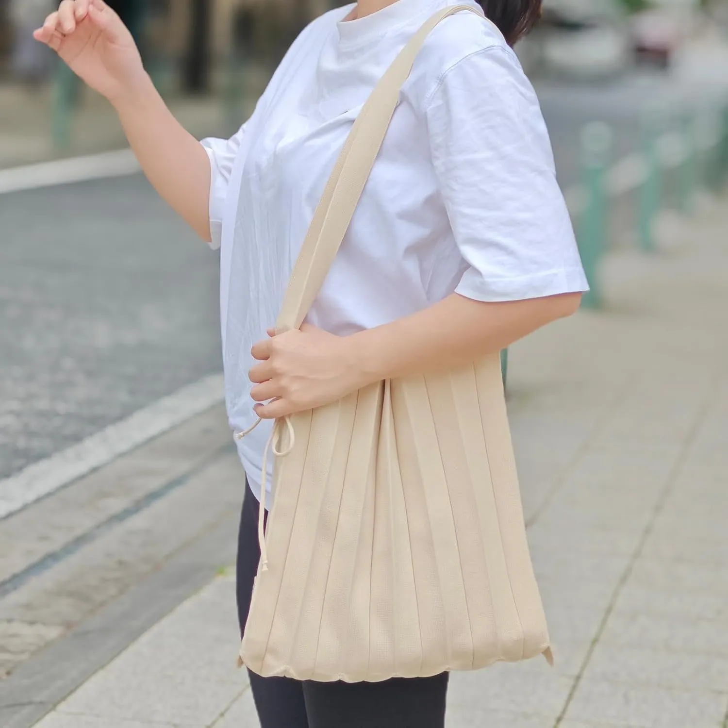 Foldable Shoulder Knit Tote Bag Crossbody Cute Tote Bag Big Capacity Shopping Work Bag Crochet Crossbody Bag