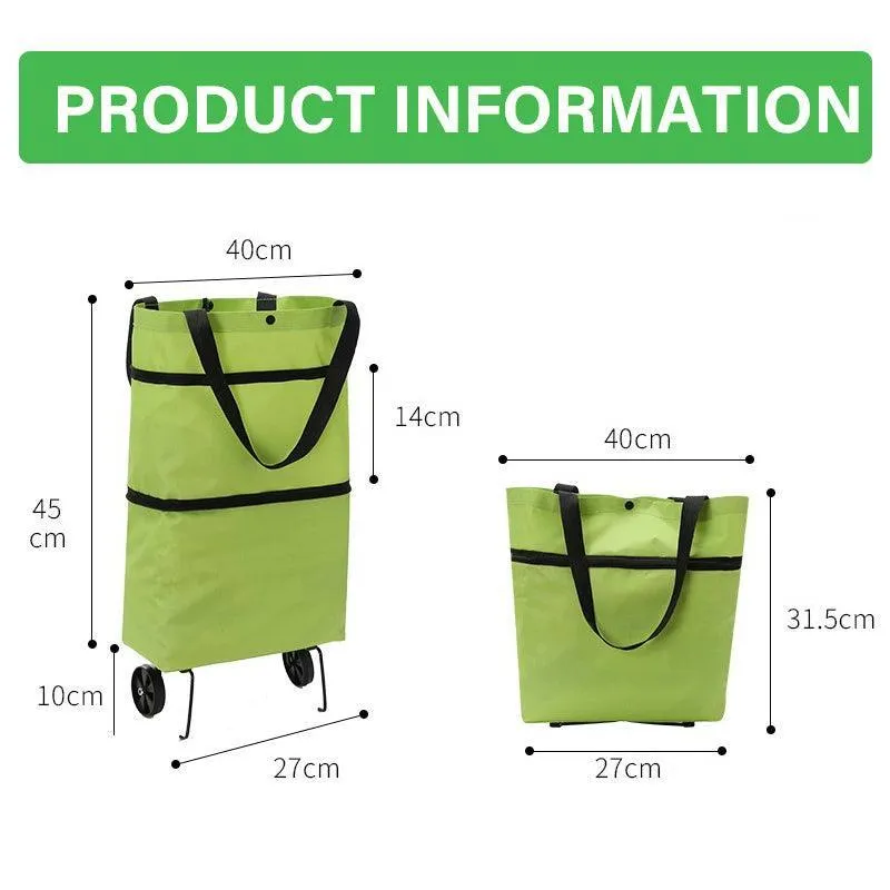 Foldable Trolley Bag Portable Shopping Cart Folding Home Travel Portable Handbag
