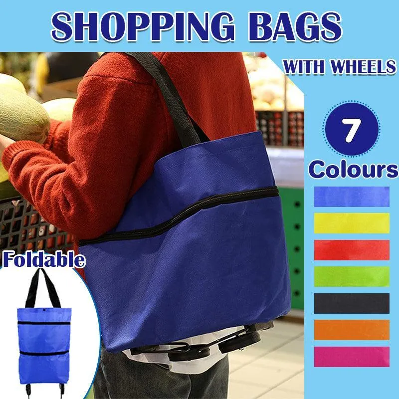 Foldable Trolley Bag Portable Shopping Cart Folding Home Travel Portable Handbag