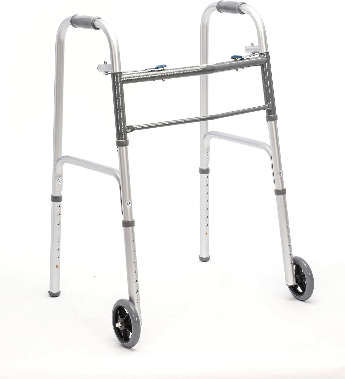 Folding Aluminum Front-Wheeled Rolling Walker with Two 5-Inch Wheels and Adjustable Height - Mobility Aid with Enhanced Support