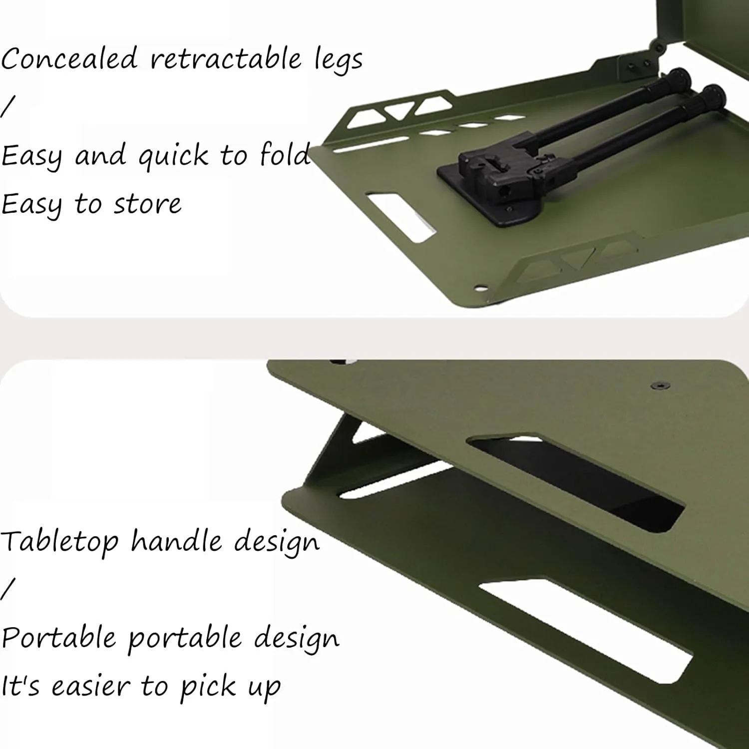 Folding Camping Table Portable Camping Table Aluminum Portable Table is Suitable for Beach Outdoor Picnic Barbecue Table, which can be Carried and Folded Lightly(80x40cm,Green)