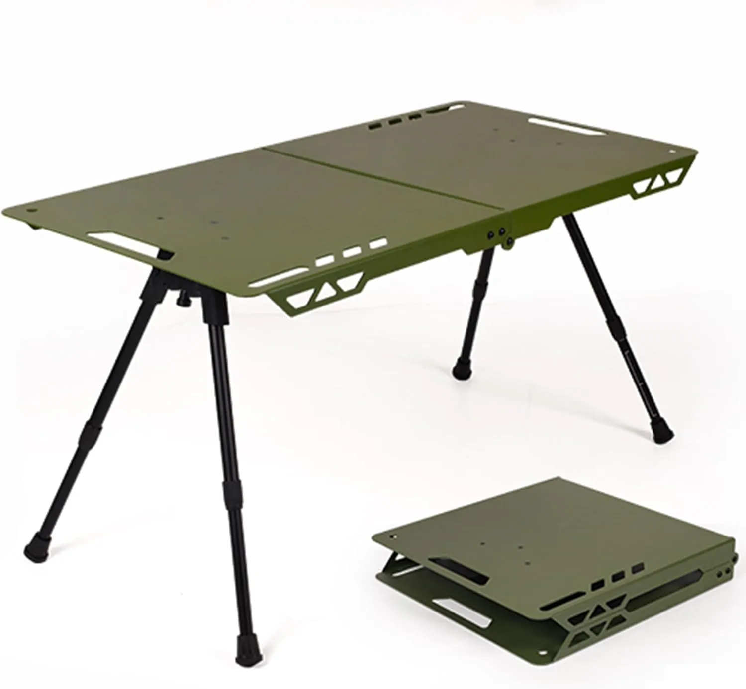 Folding Camping Table Portable Camping Table Aluminum Portable Table is Suitable for Beach Outdoor Picnic Barbecue Table, which can be Carried and Folded Lightly(80x40cm,Green)