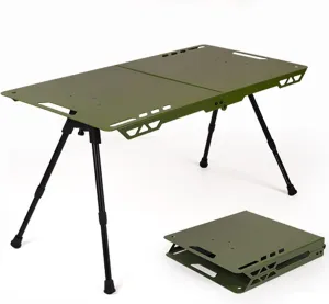 Folding Camping Table Portable Camping Table Aluminum Portable Table is Suitable for Beach Outdoor Picnic Barbecue Table, which can be Carried and Folded Lightly(80x40cm,Green)