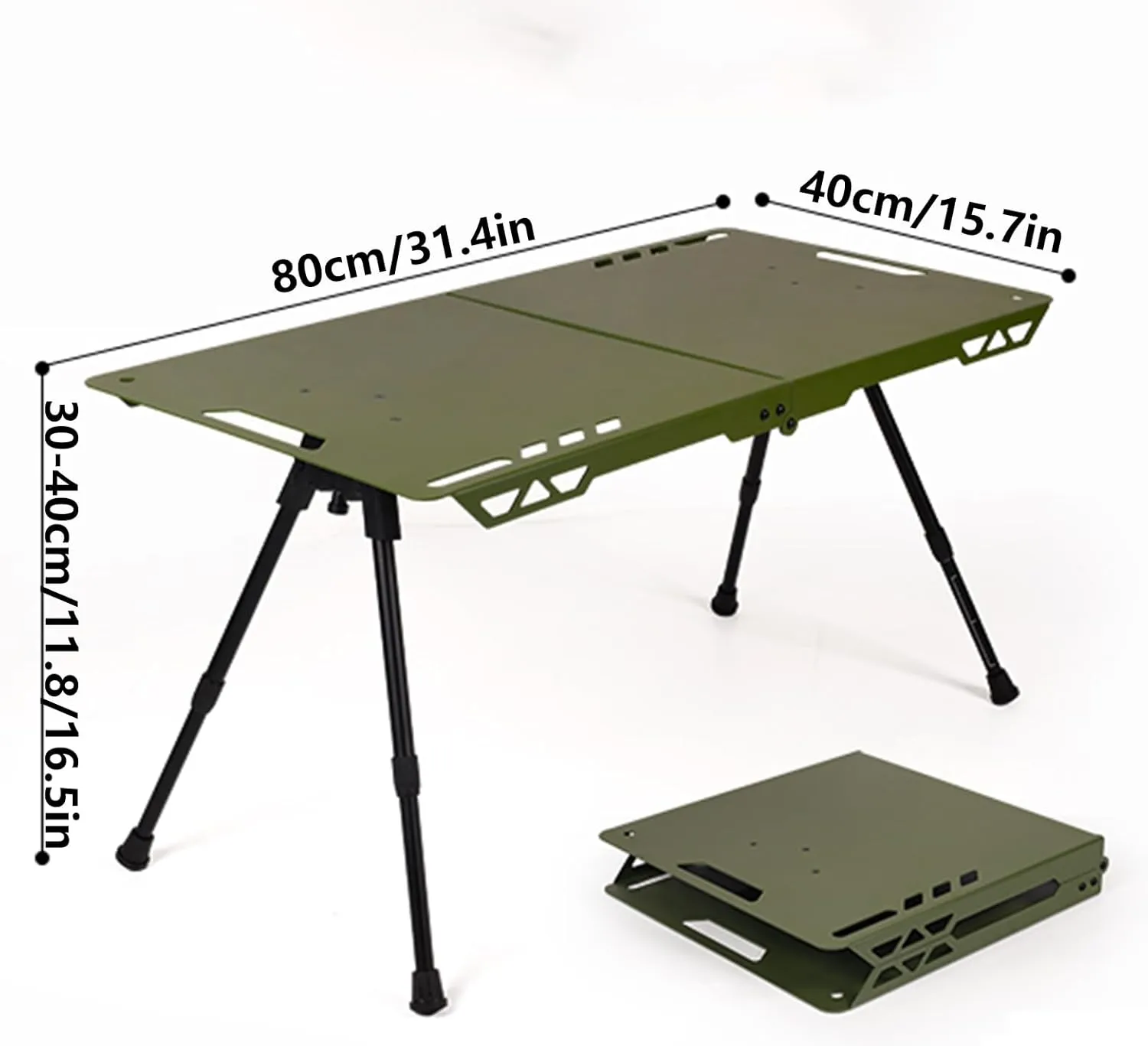 Folding Camping Table Portable Camping Table Aluminum Portable Table is Suitable for Beach Outdoor Picnic Barbecue Table, which can be Carried and Folded Lightly(80x40cm,Green)