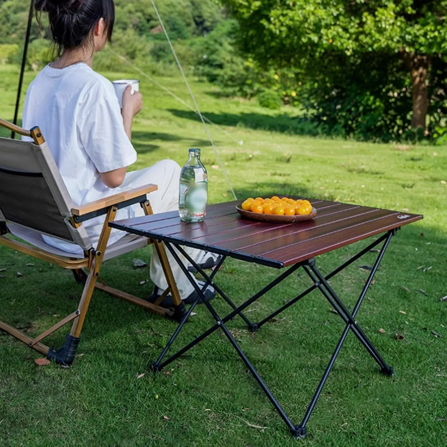 Folding Camping Table Portable Made of Steel Frame and Aluminum Alloy, Camping Tables That Fold up Lightweight(56 * 39 * 41cm)