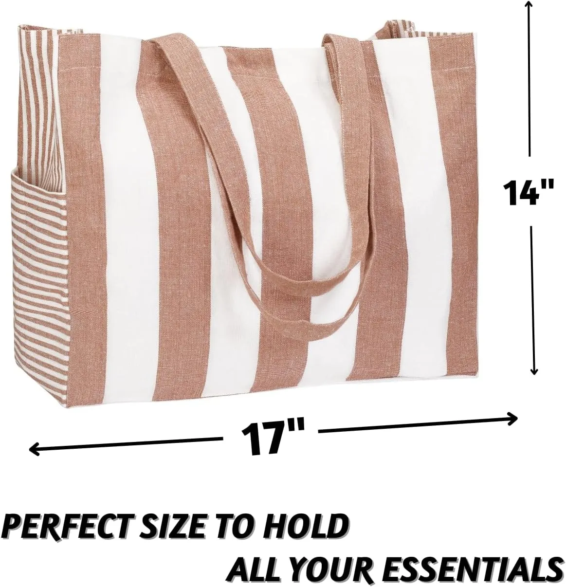 Folkulture Beach Bag for Women | 17 x 14 Inch - 100% Cotton Beach Tote Bag with Zipper Pocket Inside, Large Woven Pool Bag