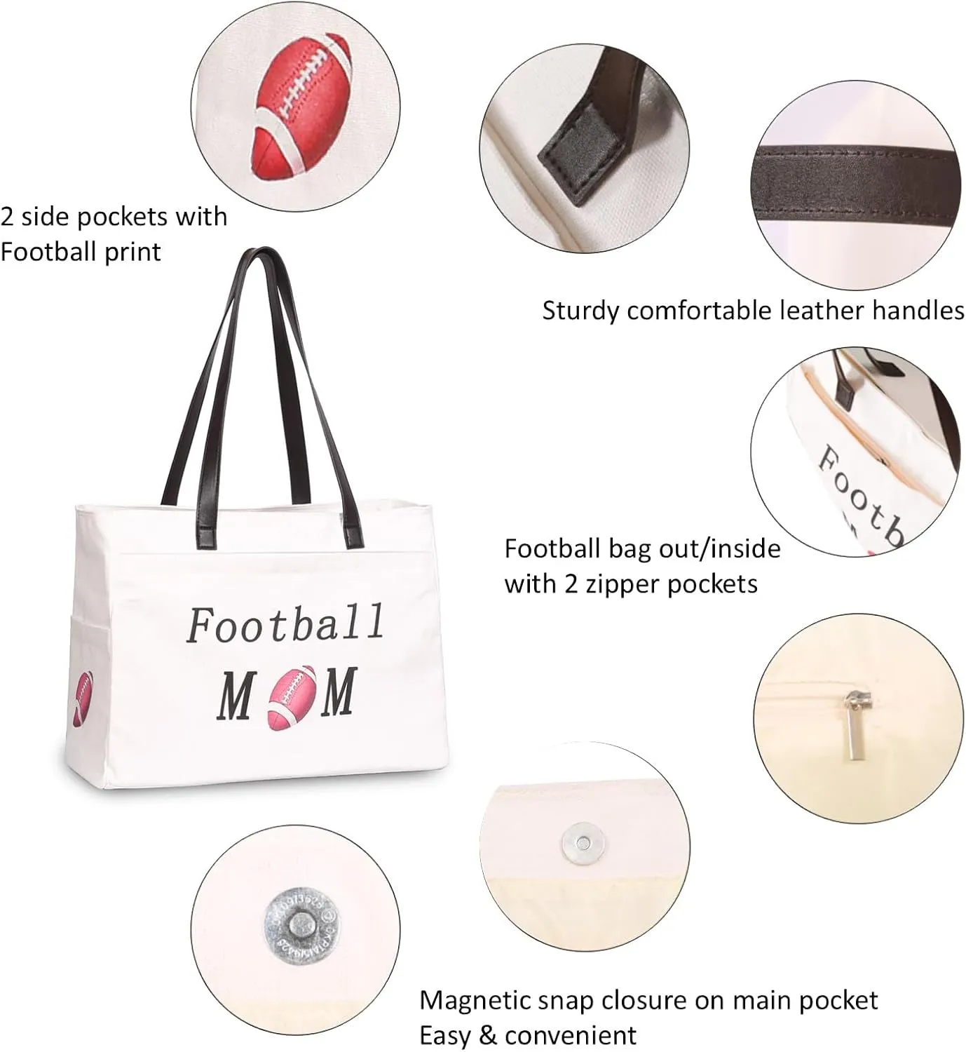 Football Mom Bag for Women, Football Accessories, Sports Team Essentials, Team Mom Gifts