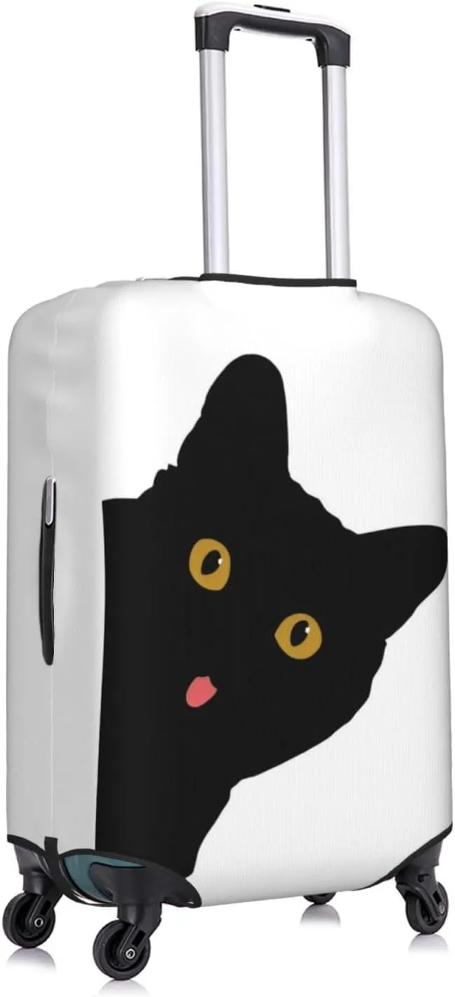 Funny Black Cat Travel Luggage Cover Fits 18-32 Inch Luggage, Stretch Suitcase Cover Protector with Concealed Zipper for Wheeled Suitcase Tsa Approved