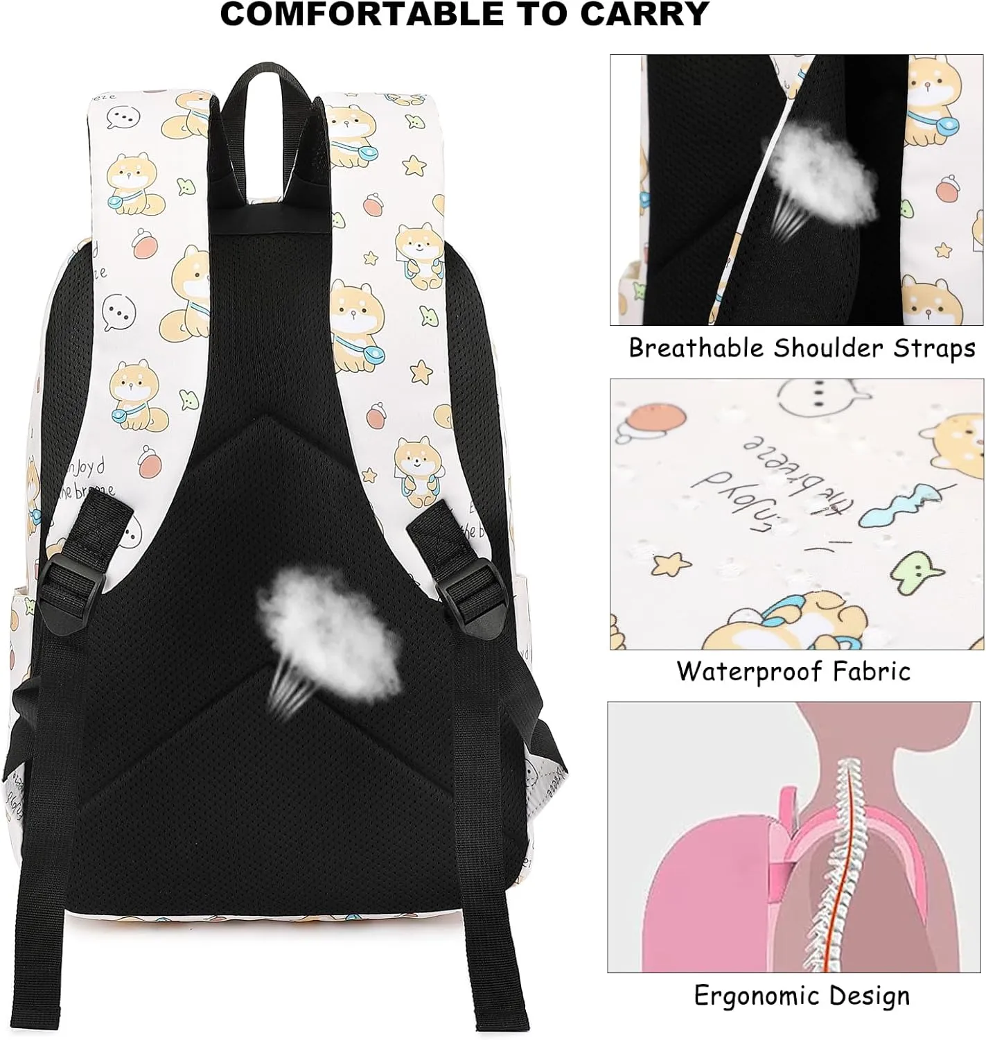 Fuyicat Dog School Backpack for Girls, Kids Teens Elementary Middle School Bag Women College Bookbag Laptop Backpacks