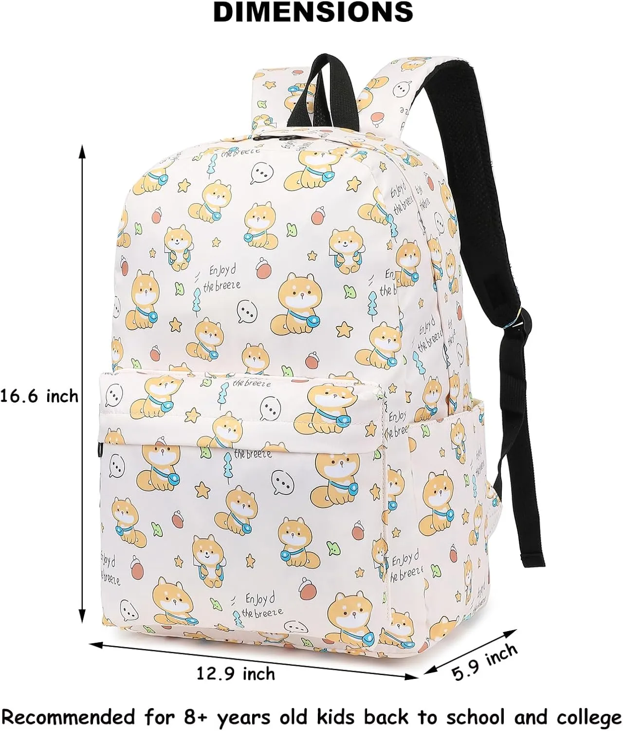 Fuyicat Dog School Backpack for Girls, Kids Teens Elementary Middle School Bag Women College Bookbag Laptop Backpacks