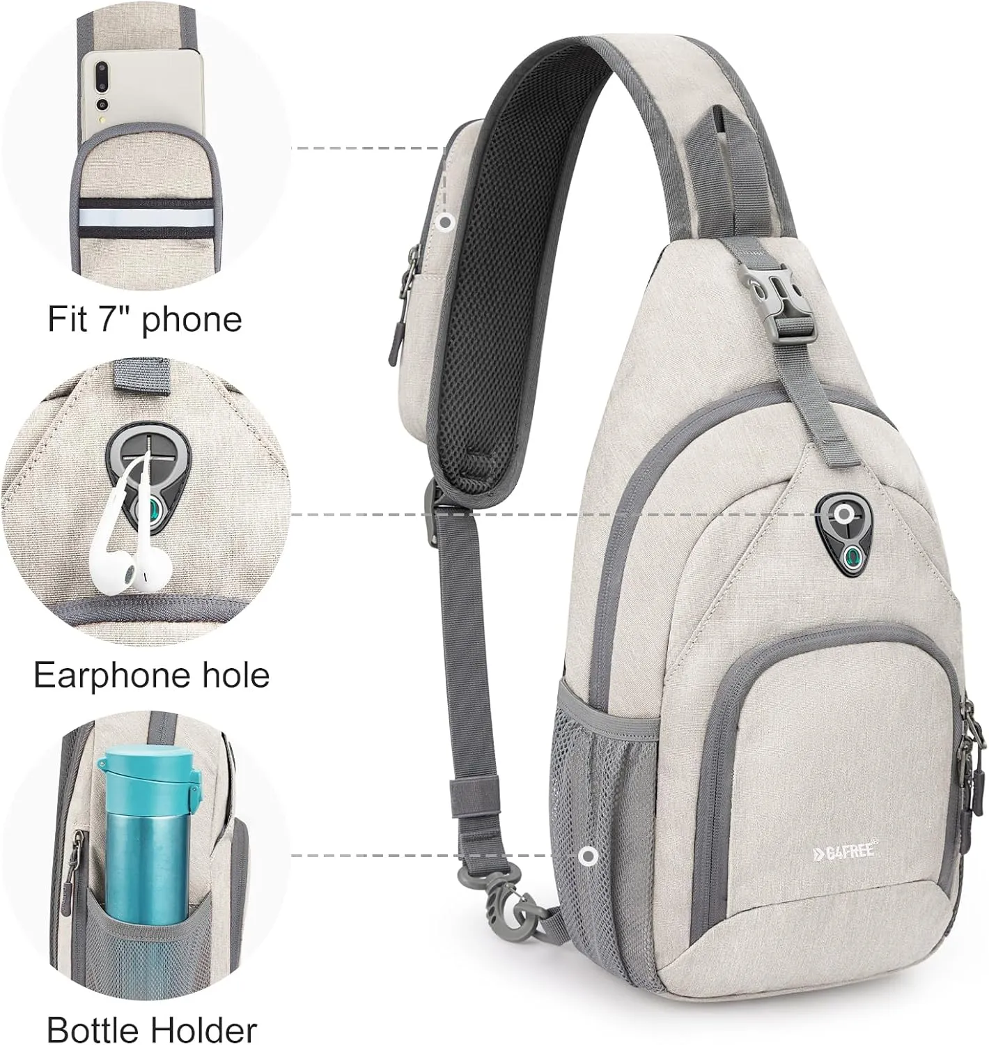 G4Free RFID Sling Bag Crossbody Backpack Small Chest Shoulder Bag Hiking Outdoor