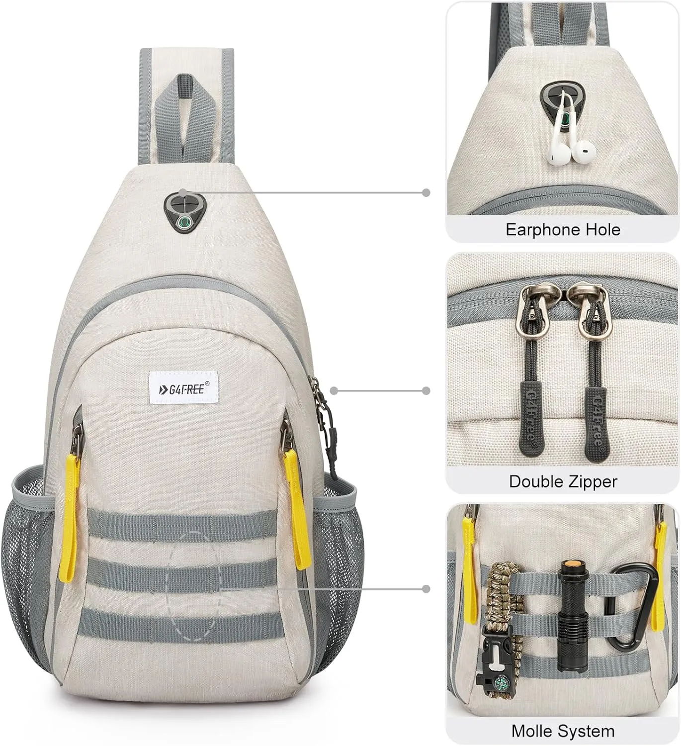 G4Free Sling Bag RFID Blocking Crossbody Backpack Travel Chest Bag Hiking Daypack for Women Men Outdoor Sports