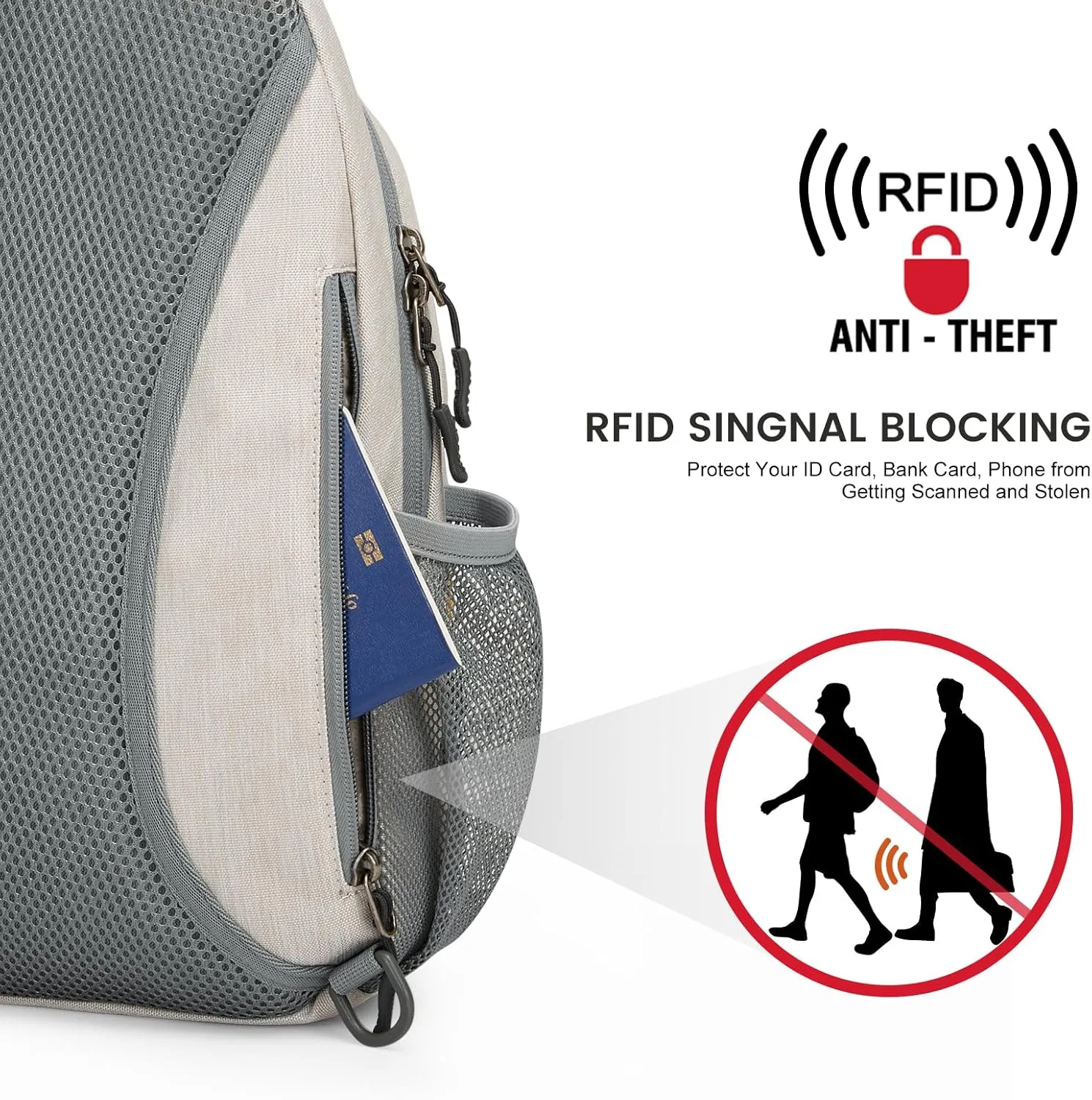 G4Free Sling Bag RFID Blocking Crossbody Backpack Travel Chest Bag Hiking Daypack for Women Men Outdoor Sports