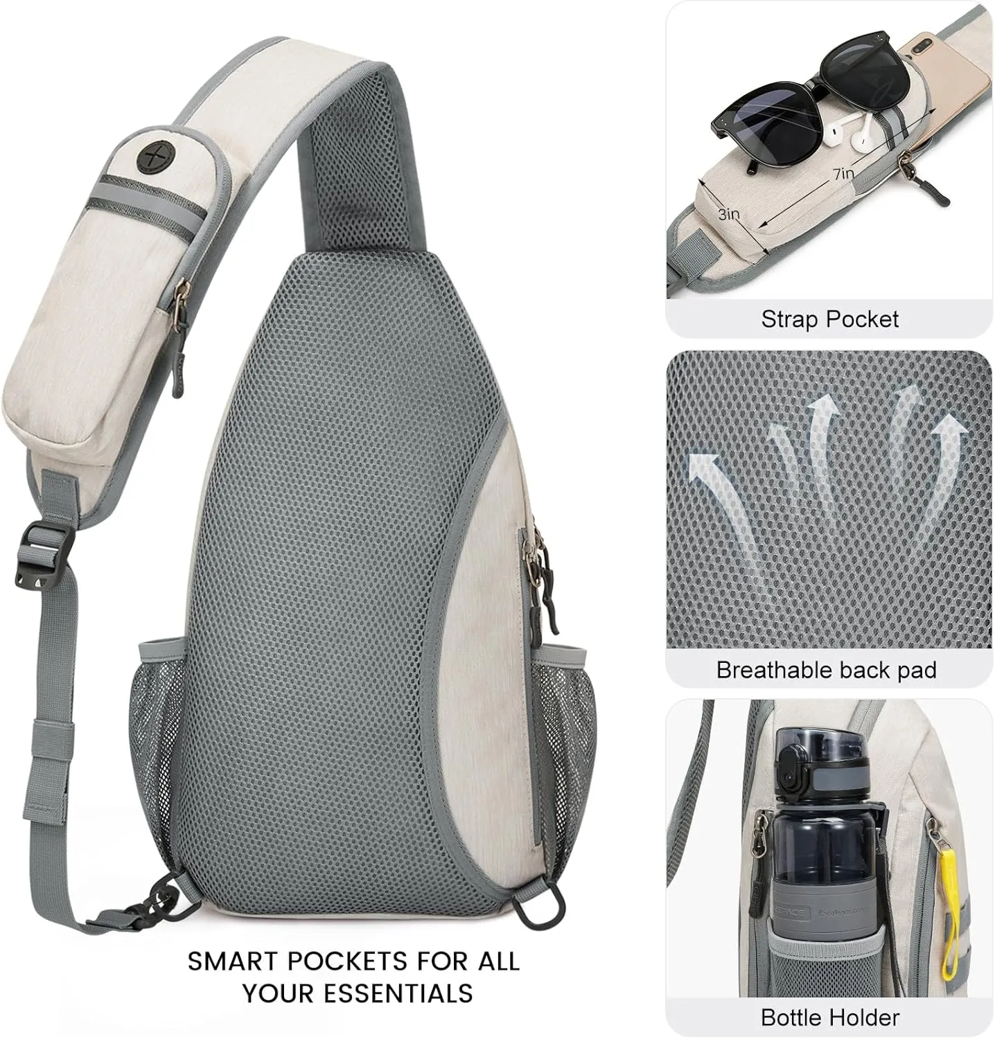 G4Free Sling Bag RFID Blocking Crossbody Backpack Travel Chest Bag Hiking Daypack for Women Men Outdoor Sports