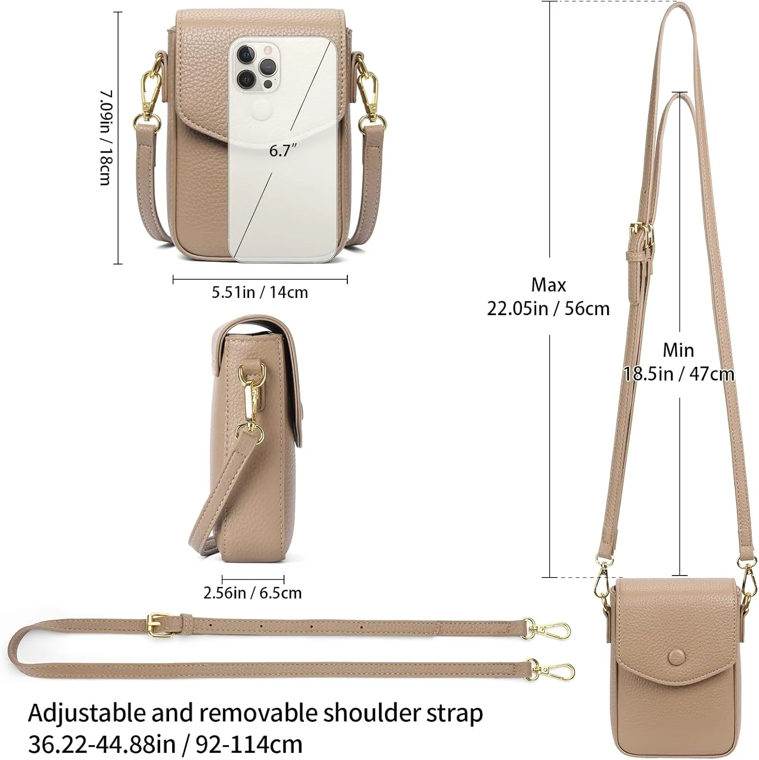 GAEKEAO Small Crossbody Bags for Women Leather Cell Phone Purse Bag Wallet with RFID Blocking Credit Card Slots