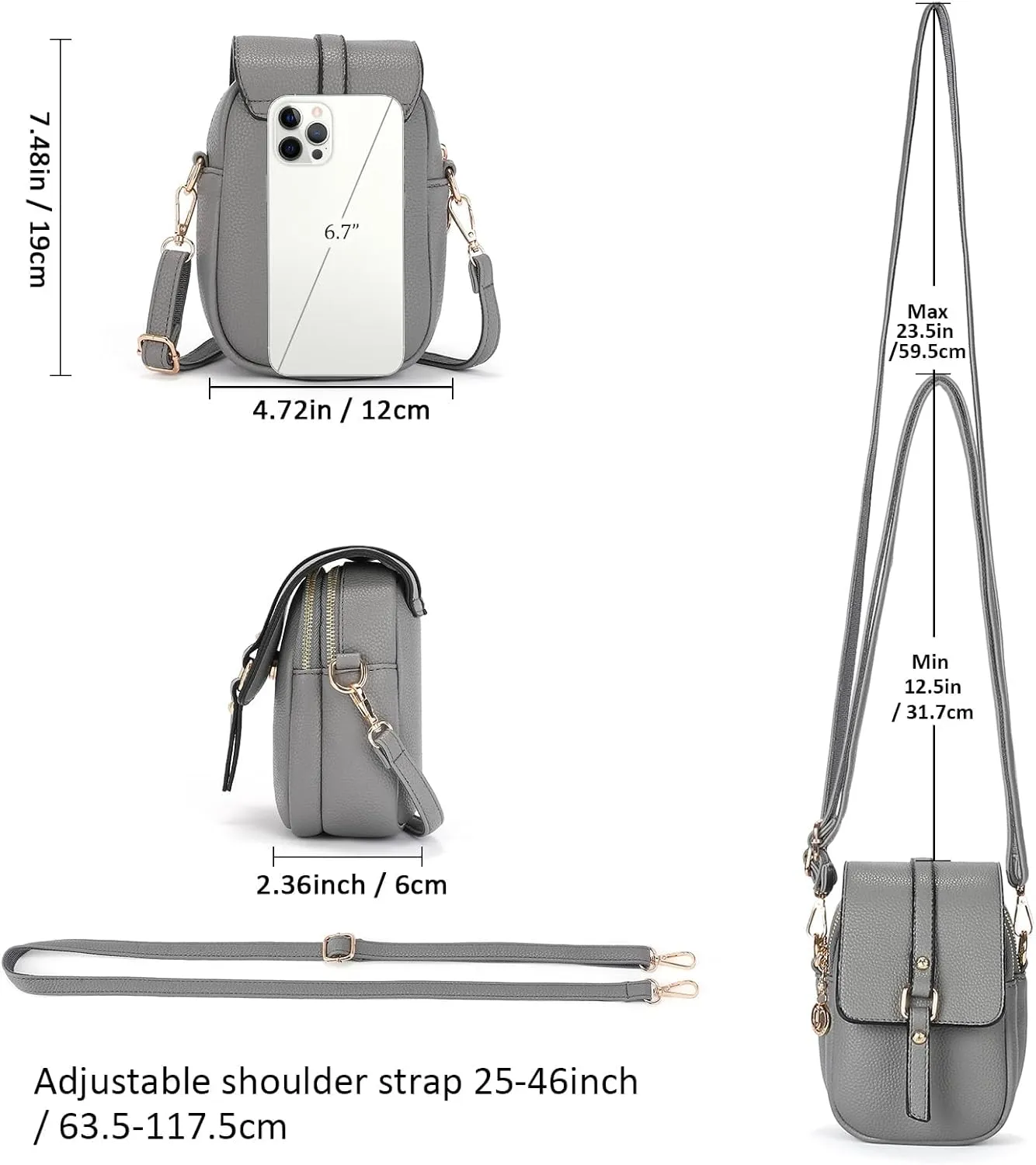 GAEKEAO Small Crossbody Bags for Women Leather Cell Phone Purse Bag Wallet with RFID Blocking Credit Card Slots