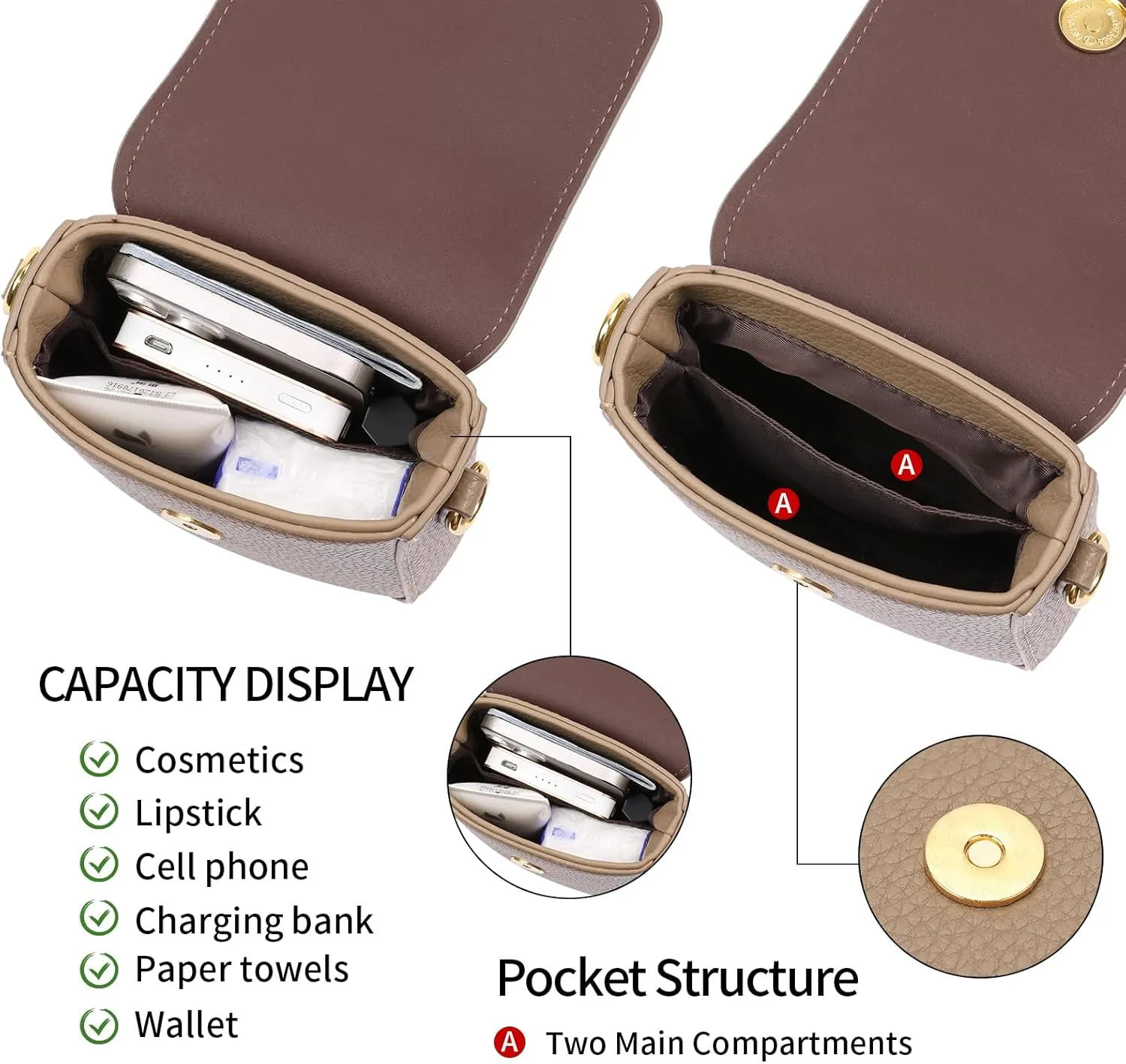 GAEKEAO Small Crossbody Bags for Women Leather Cell Phone Purse Bag Wallet with RFID Blocking Credit Card Slots