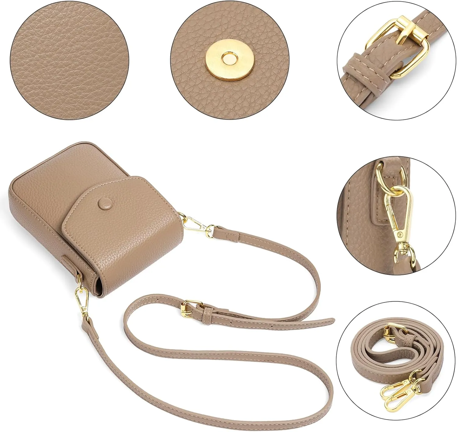 GAEKEAO Small Crossbody Bags for Women Leather Cell Phone Purse Bag Wallet with RFID Blocking Credit Card Slots