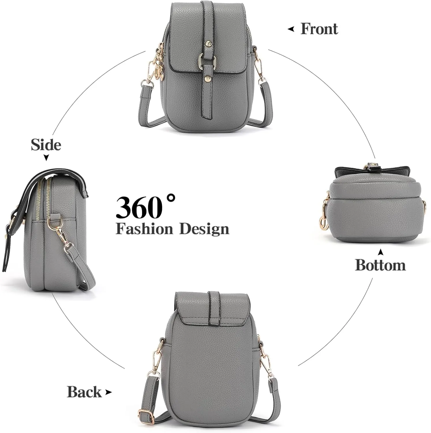 GAEKEAO Small Crossbody Bags for Women Leather Cell Phone Purse Bag Wallet with RFID Blocking Credit Card Slots