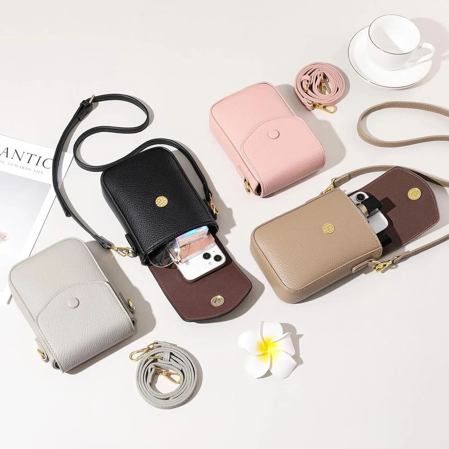 GAEKEAO Small Crossbody Bags for Women Leather Cell Phone Purse Bag Wallet with RFID Blocking Credit Card Slots