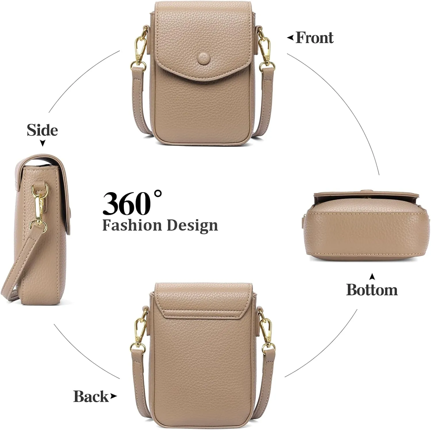 GAEKEAO Small Crossbody Bags for Women Leather Cell Phone Purse Bag Wallet with RFID Blocking Credit Card Slots