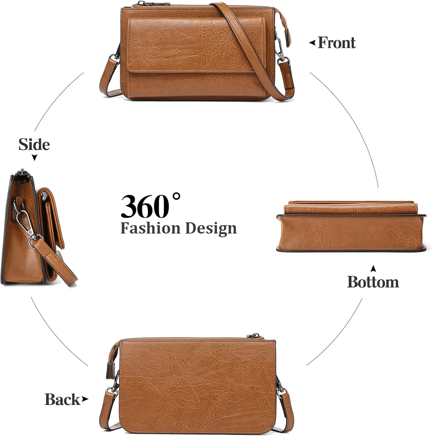 GAEKEAO Small Crossbody Bags for Women RFID Blocking Vegan Leather Cell Phone Travel Purse with Card Slots and ID Window