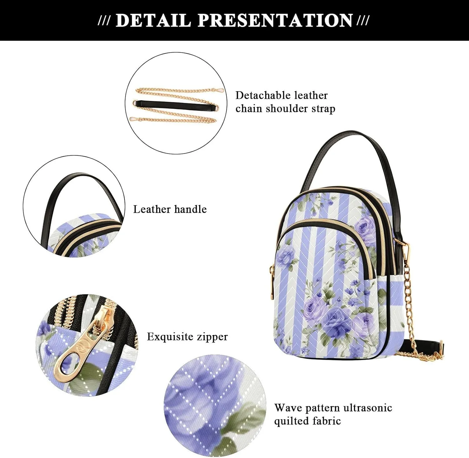 GAIGEO Watercolor Pink and White Flower Shoulder Purse Crossbody, Woman Crossbody Bag, Small Handbags Crossbody for Women