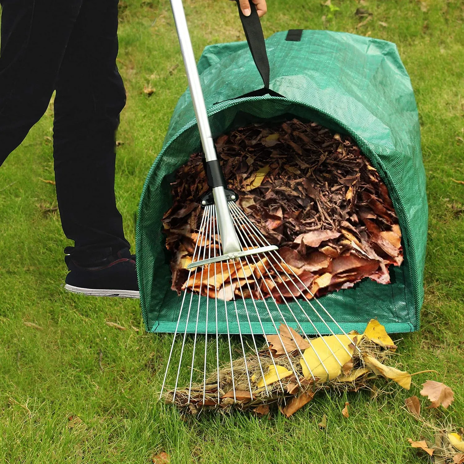 Gardzen 2-Pack 53 Gallon Dustpan-Type Yard Waste Bags, Reusable Heavy Duty Collapsible Garden Leaf Bags, Stand-Up Yard Waste Bin for Leaves, Lawn Debris & Grass Clippings