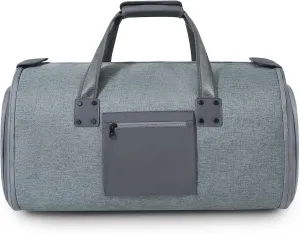 Garment Bags for Travel - Brand Zipper - Water Repellent Garment Bag with Shoe Compartment - 2 in 1 Convertible Suit Bag Travel with Shoe Bags - Medium Dark Gray