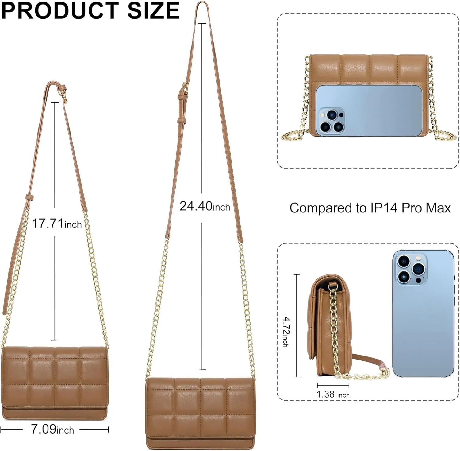 GEEAD Small Purses for Women Trendy Quilted Leather Mini Crossbody Wallet Chain Little Shoulder Phone Purse Evening Bag
