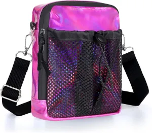 Geestock Small Crossbody Bag for Women Trendy, Holographic Mini Messenger Bag Shoulder Phone Purse with Water Bottle Pocket