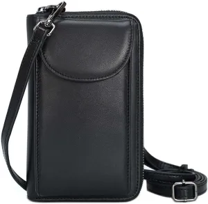 Genuine Leather Purse Phone Bag for Ladies Women Crossbody Wallet with Credit Card Holder RFID Blocking Small
