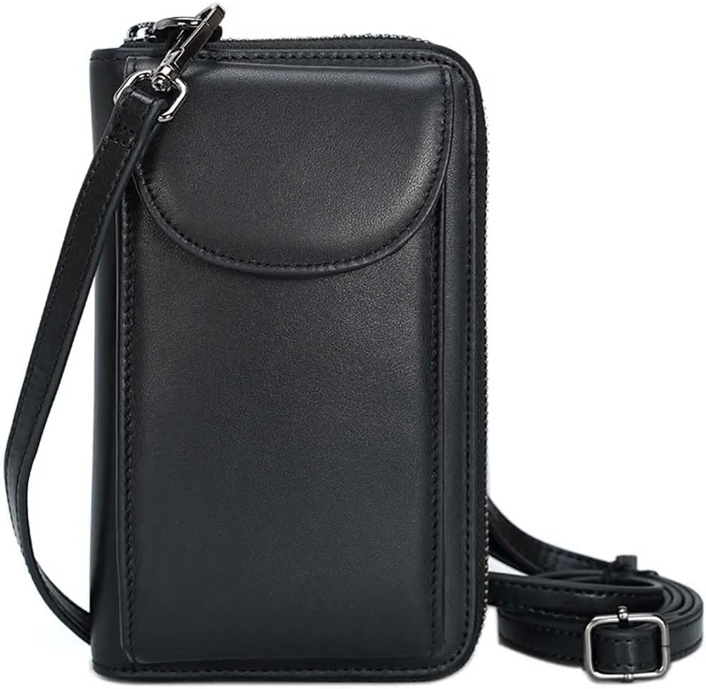 Genuine Leather Purse Phone Bag for Ladies Women Crossbody Wallet with Credit Card Holder RFID Blocking Small