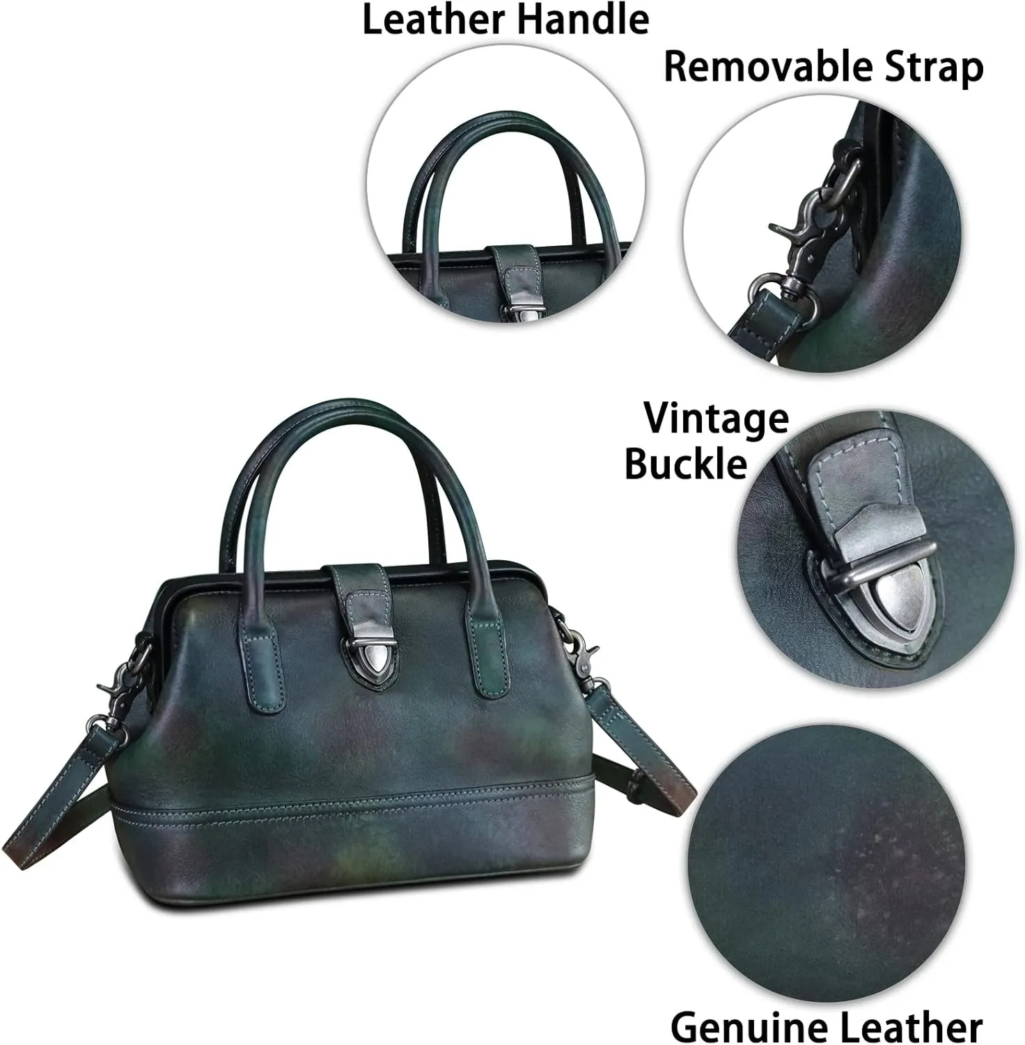 Genuine Leather Purses and Handbags for Women Vintage Handmade Real Leather Shoulder Bag Crossbody Satchel Purse with Strap