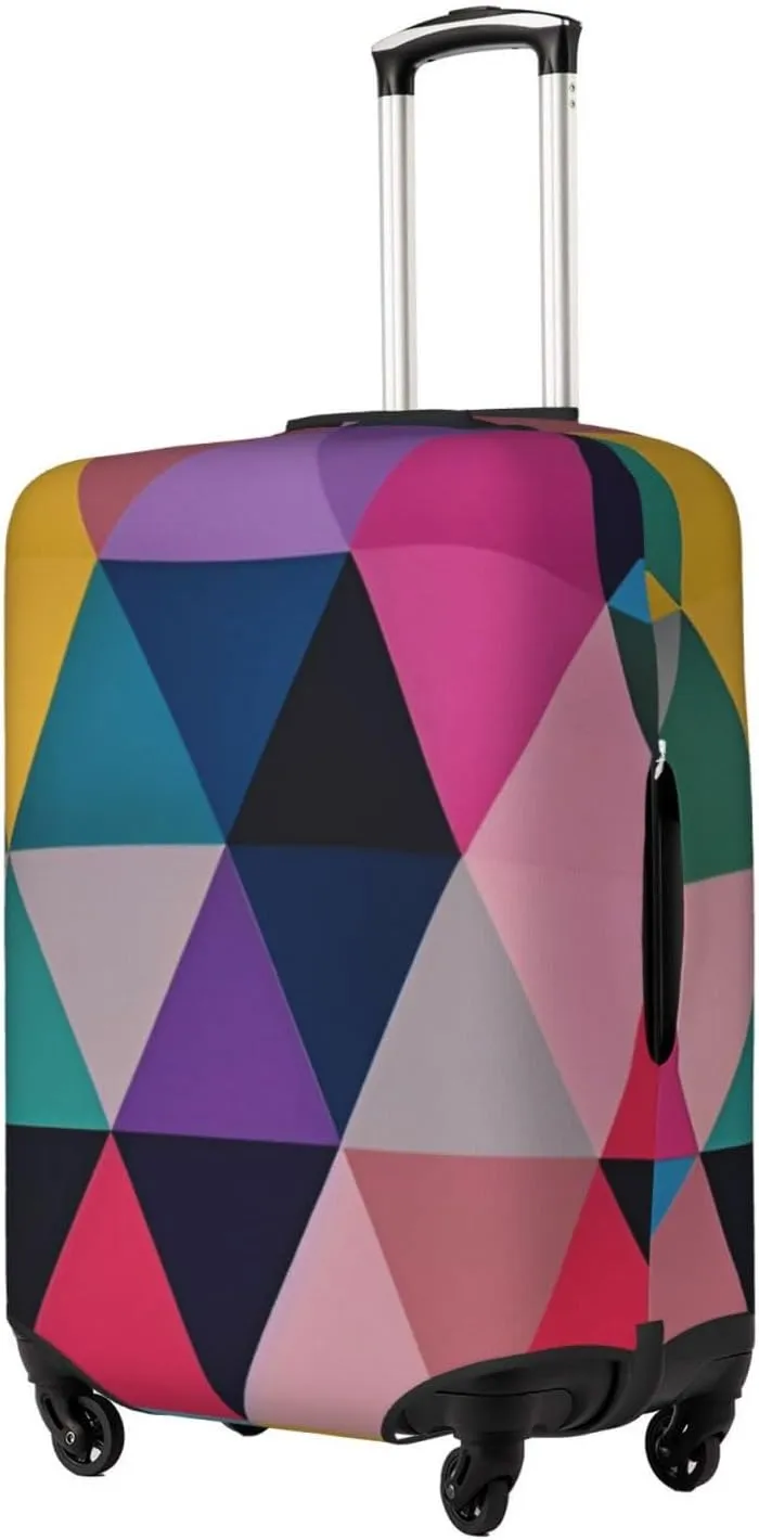 Geometric Triangles Travel Luggage Cover Fits 18-32 Inch Luggage, Elastic Suitcase Cover Protector with Concealed Zipper for Wheeled Suitcase Travel Accessories