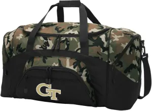 Georgia Tech Duffel Bag LARGE GT Yellow Jackets Suitcase for Travel or Gym Sports Gear Bag (Camo)