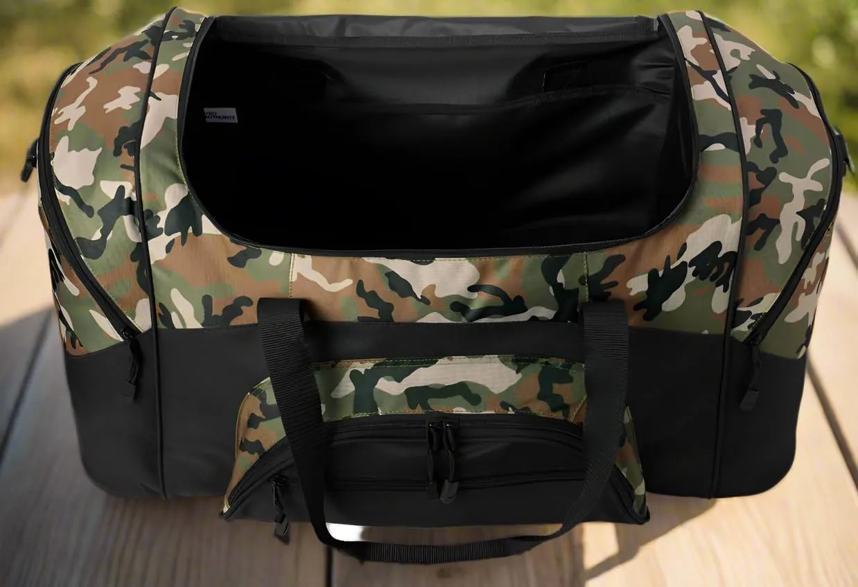 Georgia Tech Duffel Bag LARGE GT Yellow Jackets Suitcase for Travel or Gym Sports Gear Bag (Camo)
