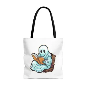 Ghost Reading Books Tote, Halloween Teacher Gift, Librarian, Ghost, Halloween Tote Bag