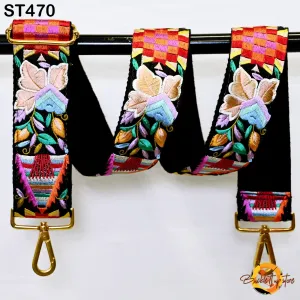 Gift Girlfriend Floral Embroidery Crossbody Strap for Sling Bag Replacement Strap Embroidered Boho Purse Strap Guitar Strap Handbag Strap