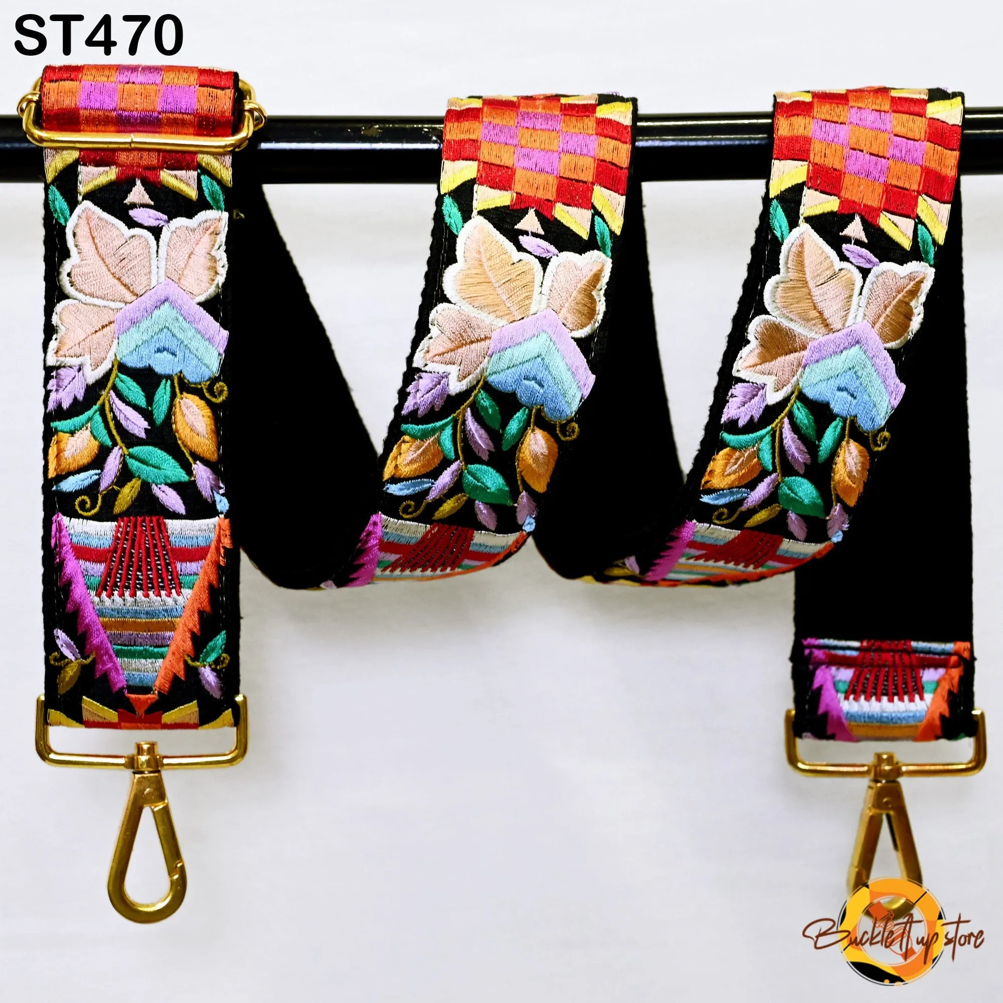 Gift Girlfriend Floral Embroidery Crossbody Strap for Sling Bag Replacement Strap Embroidered Boho Purse Strap Guitar Strap Handbag Strap