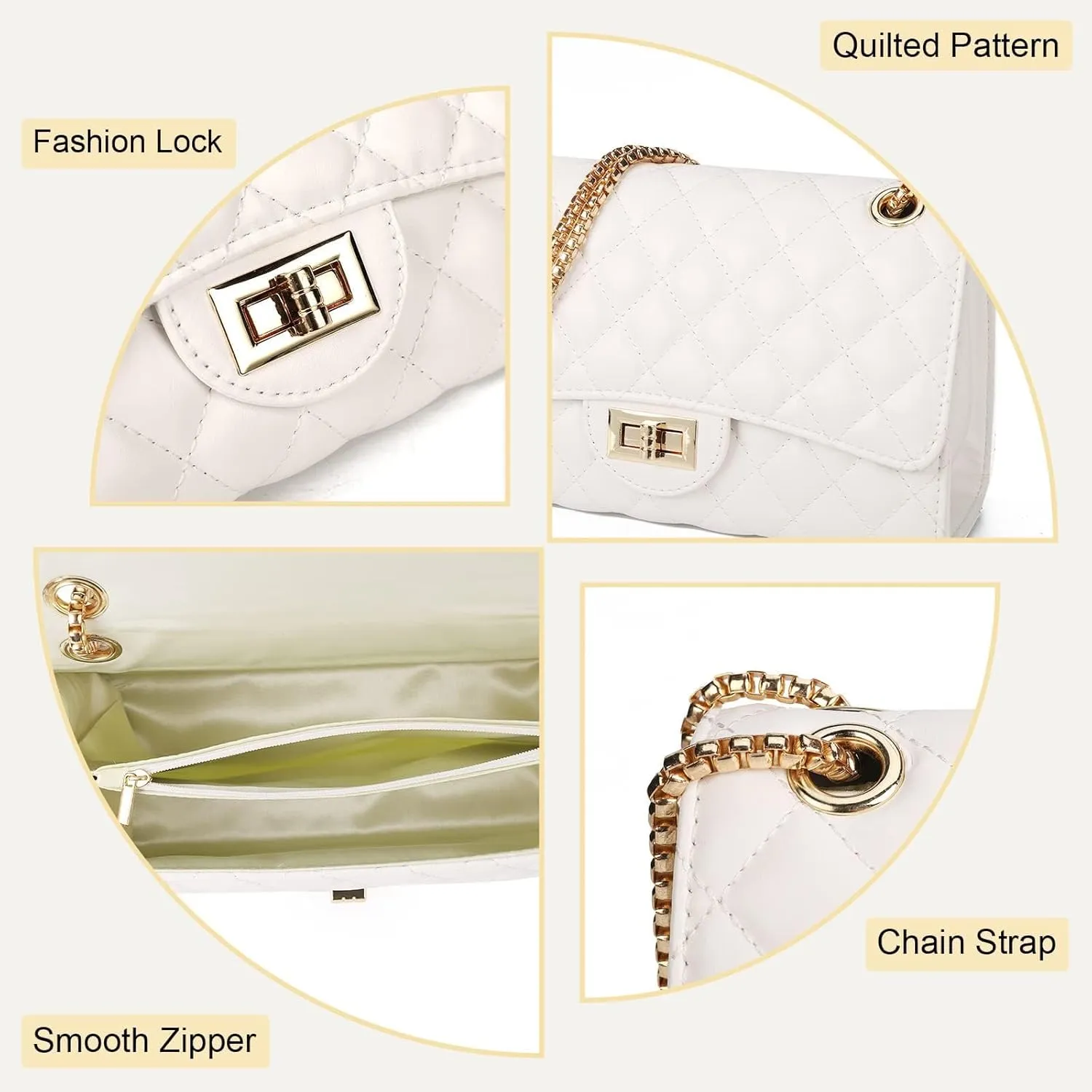 Gladdon Quilted Crossbody Purse for Women Trendy Ladies Shoulder Bag with Chain Designer Purses