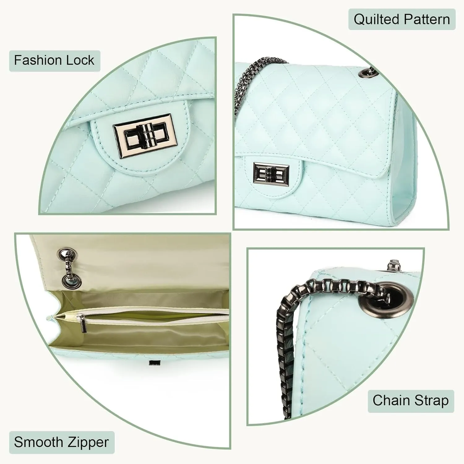 Gladdon Quilted Crossbody Purse for Women Trendy Ladies Shoulder Bag with Chain Designer Purses