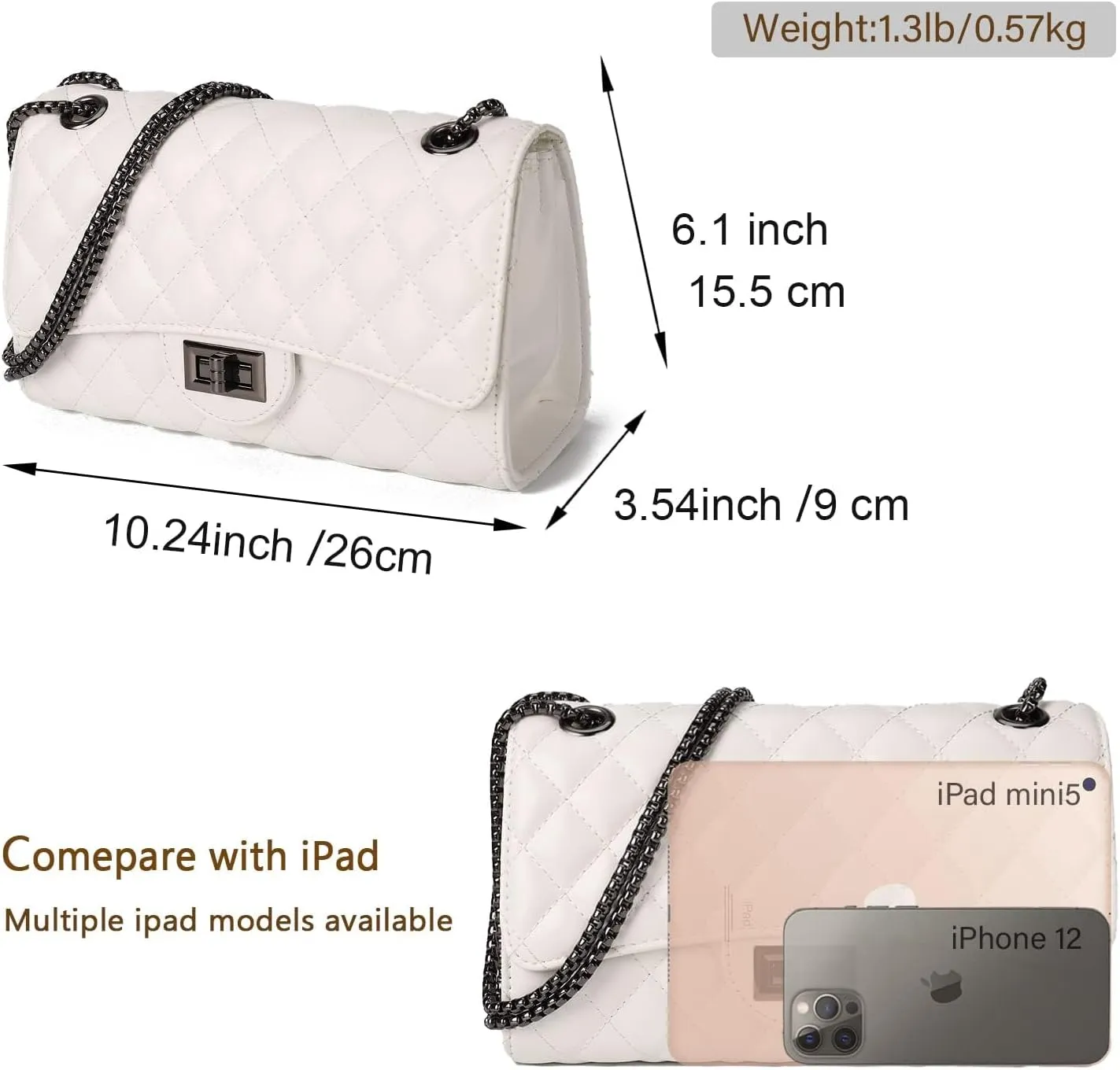 Gladdon Quilted Crossbody Purse for Women Trendy Ladies Shoulder Bag with Chain Designer Purses