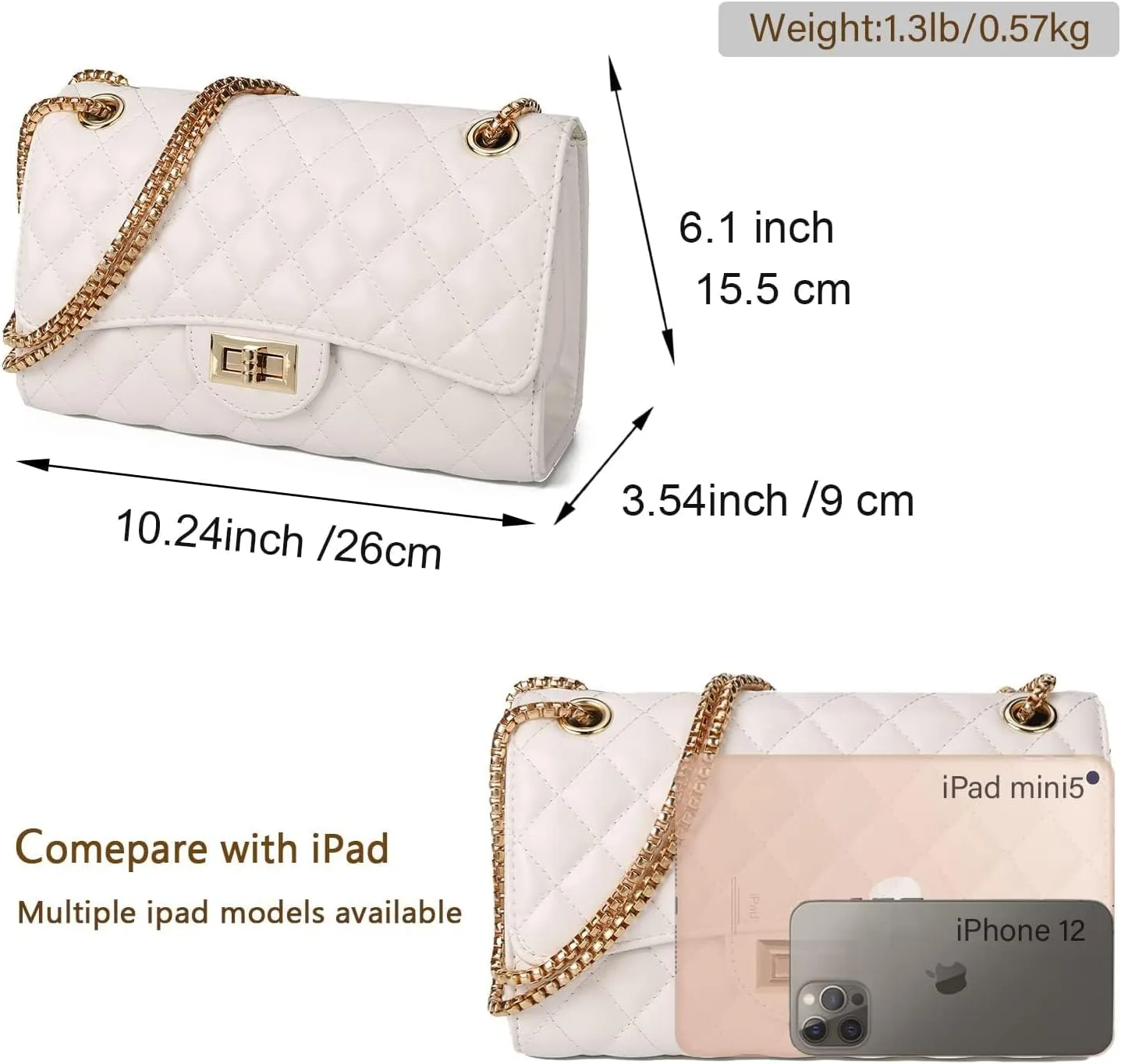 Gladdon Quilted Crossbody Purse for Women Trendy Ladies Shoulder Bag with Chain Designer Purses