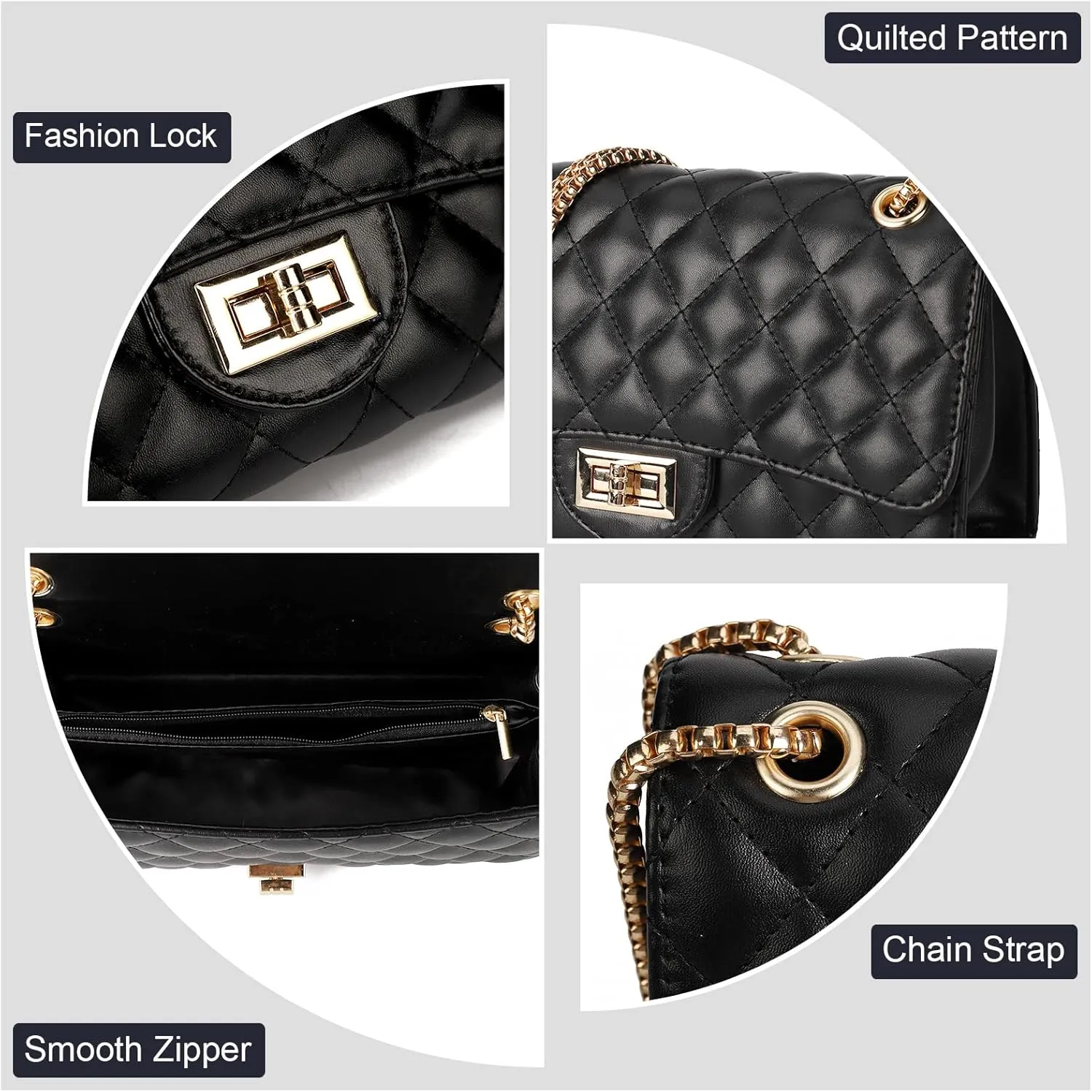 Gladdon Quilted Crossbody Purse for Women Trendy Ladies Shoulder Bag with Chain Designer Purses