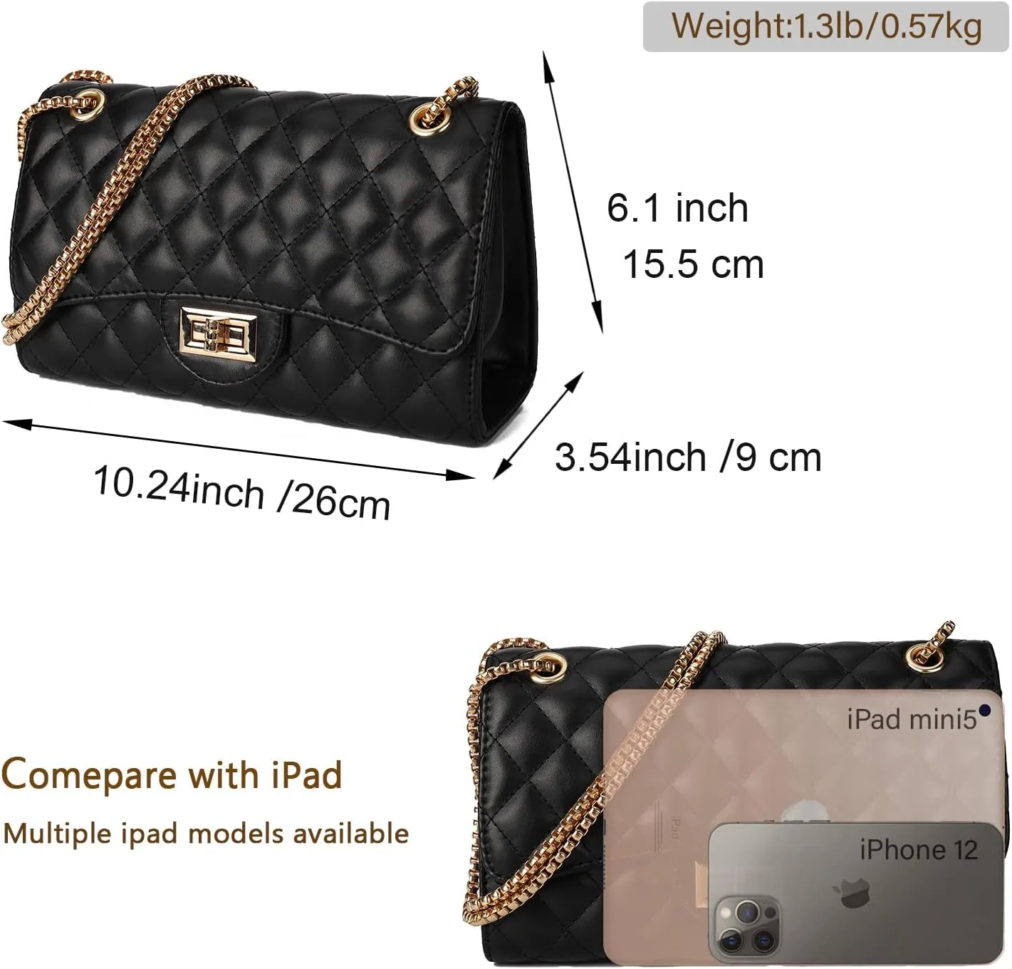 Gladdon Quilted Crossbody Purse for Women Trendy Ladies Shoulder Bag with Chain Designer Purses